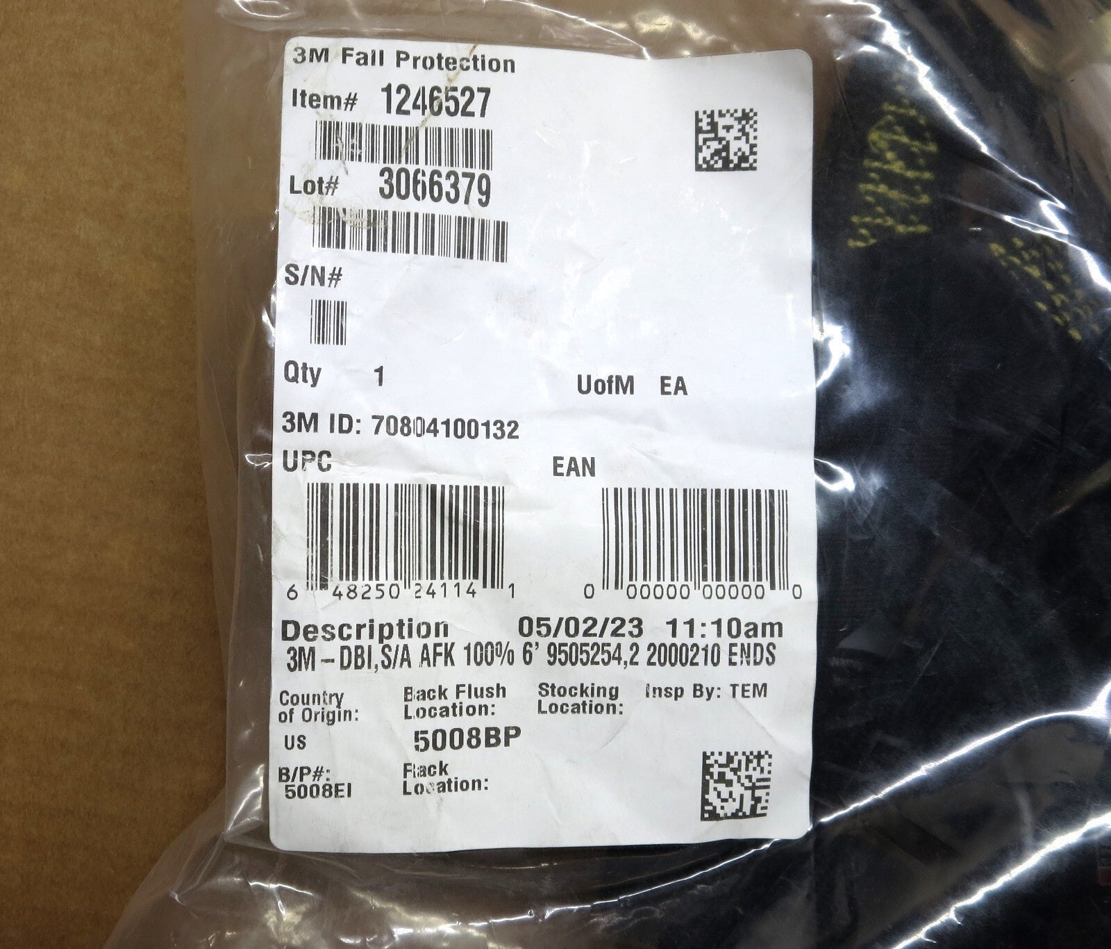 New 3M DBI SALA 1246527 EZ-Stop Arc Flash 100% Tie-Off Shock-Absorbing Lanyard