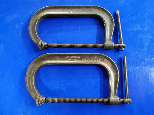LOT OF 2 x Armstrong 78-408C C-Clamps. 8" Deep Throat Pattern Drop Forged C USA