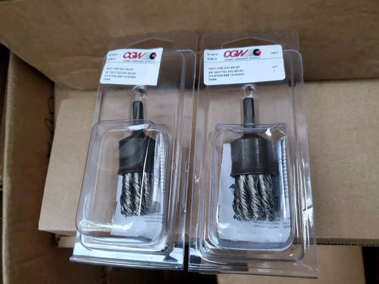 2 EA . CGW 60577 3/4 KNOTTED END BRUSH .014 STAINLESS 1/4 SHANK Camel Grinding