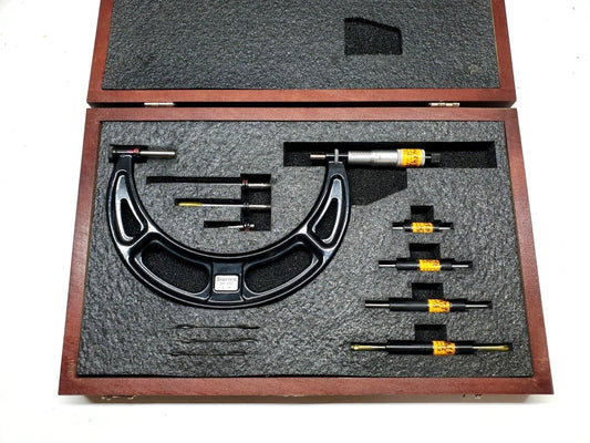 Starrett 224ARLZ 224 Series 2" - 6" Interchangeable Anvil Micrometer Set .001"