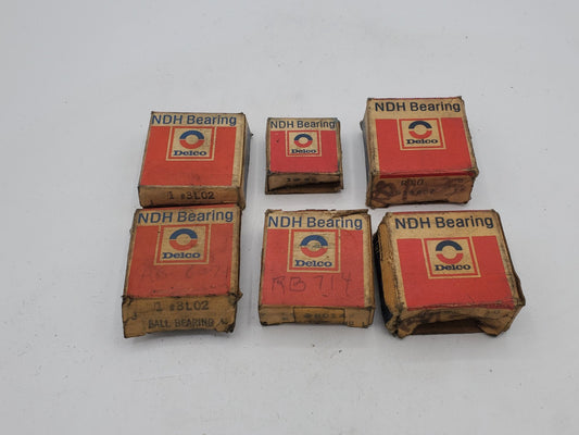 LOT OF (6) NDH Delco Ball Bearing (2) 3L02 (1) 89 (1) 8014 (2) R10, NOS