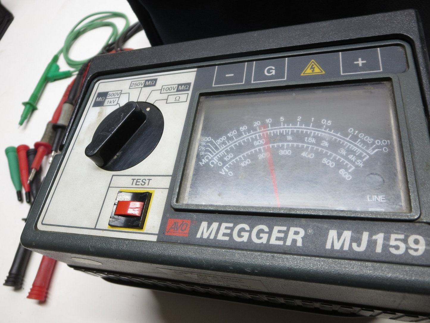 MEGGER 212159 MJ159 Insulation Tester w/ Case, Leads & 2017/2018 Prior Cal. Tag