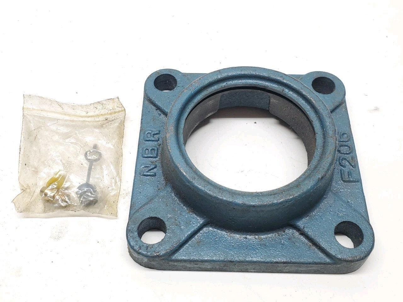 NBR F206 Flange Block Bearing Housing 4-Bolt with Grease Fitting Hardware