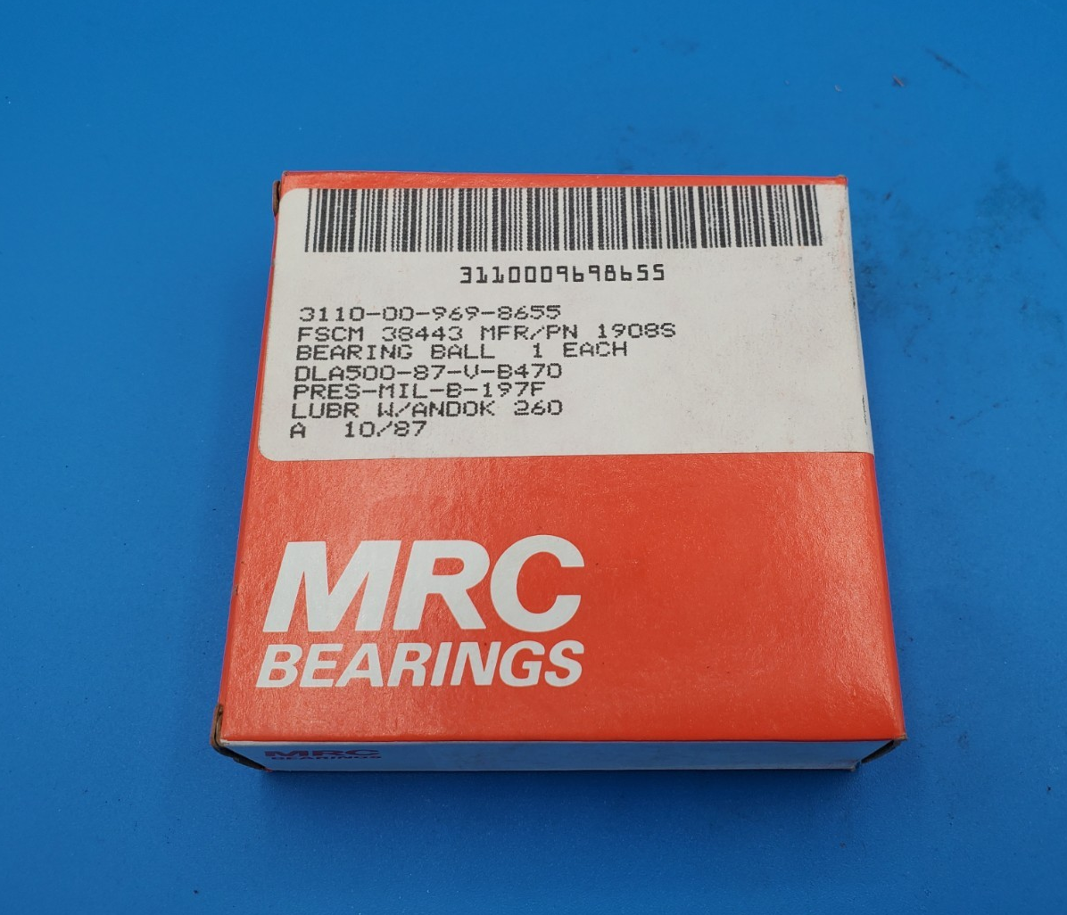 MRC Ball Bearing 1908S MIL SPEC Sealed LUBR W/ ANDOK 260