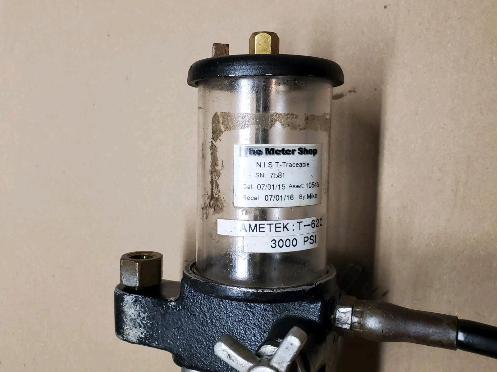 AMETEK T-620 Portable Hydraulic Pressure Tester S/N 7581 w/ Hose Assembly