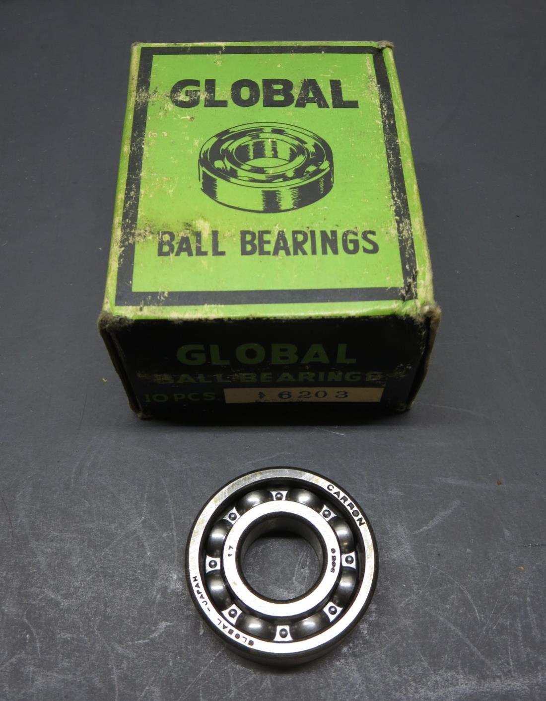 10 PCS GLOBAL 6203 DEEP GROOVE BALL BEARING OPEN NO SEALS 17 X 40 X 12 mm JAPAN