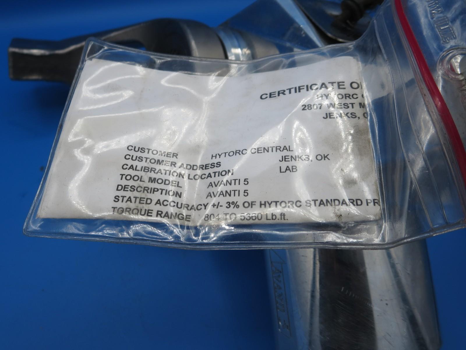 HYTORC HY-AVANTI 5 Hydraulic Torque Wrench 1-1/2 in. Drive Torque Tested