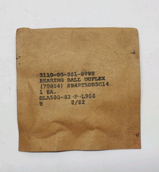 Barden SR4ST5DB5G14 Precision Duplex Ball Bearing NSN 3110-00-901-0780