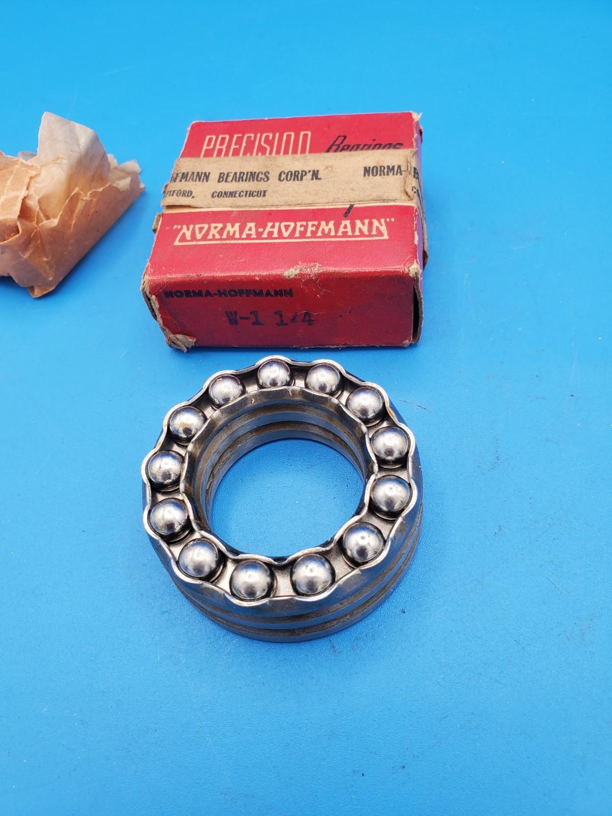 W-1 1/4 Norma Hoffman Thrust Ball Bearing NOS 1-1/4 in. USA