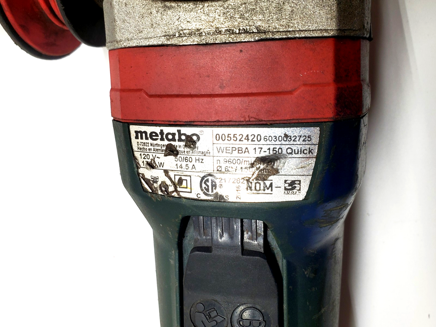 Metabo WEPBA 17-150 Quick DS 6 in Electric Angle Grinder 14.5A 00552420 GERMANY