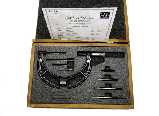 Starrett 224 2" - 6" Interchangeable Anvil Micrometer Set w/ Last Cert 12/2013