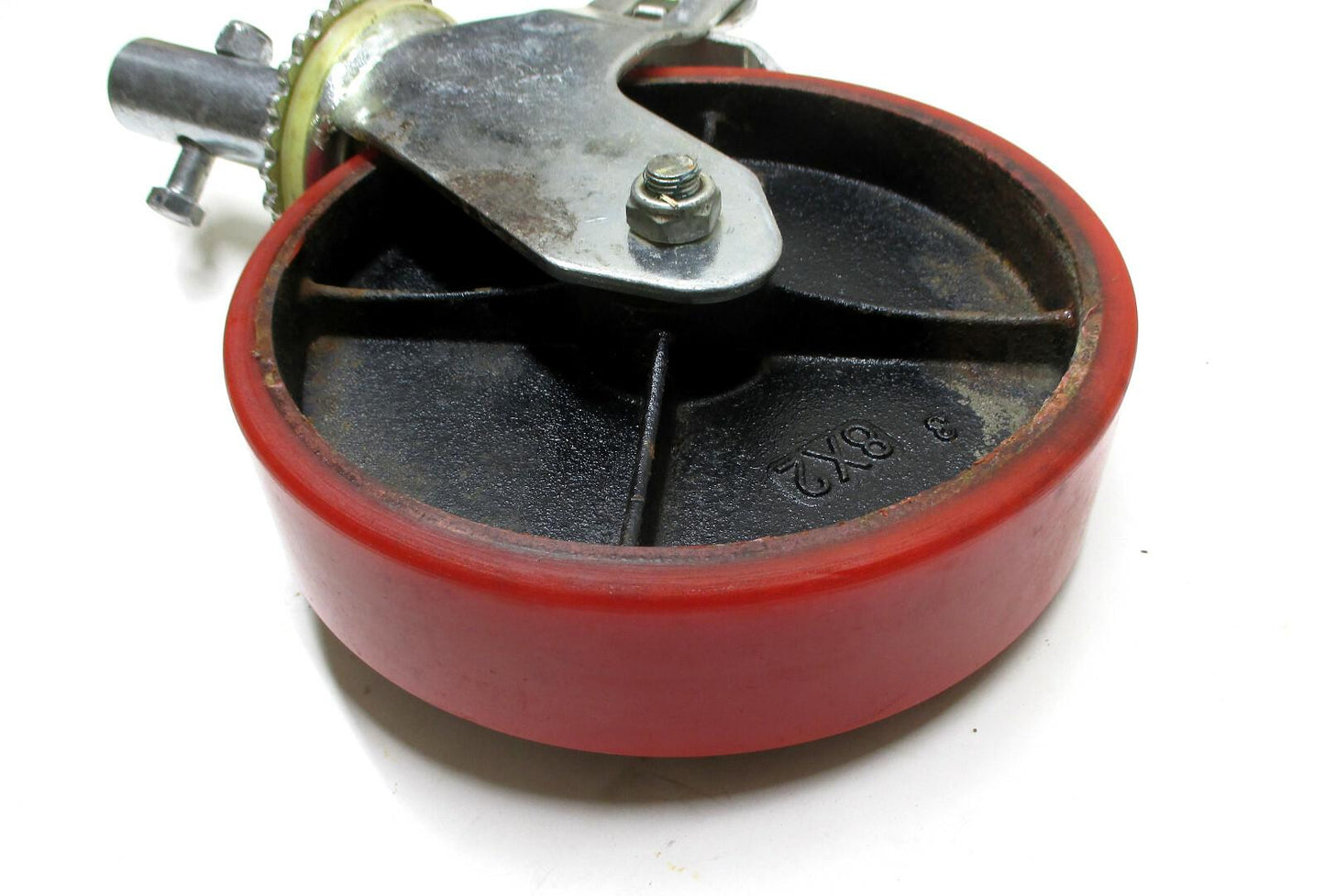 1 EA. 8" x 2" Urethane / Steel Swivel Caster W/ Brake B&B Pipe MFG NOS