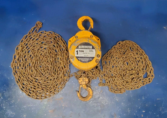 Harrington 1 Ton Chain Hoist 20' Lift & 20' Pull Chain CF010-20 S/N F116663