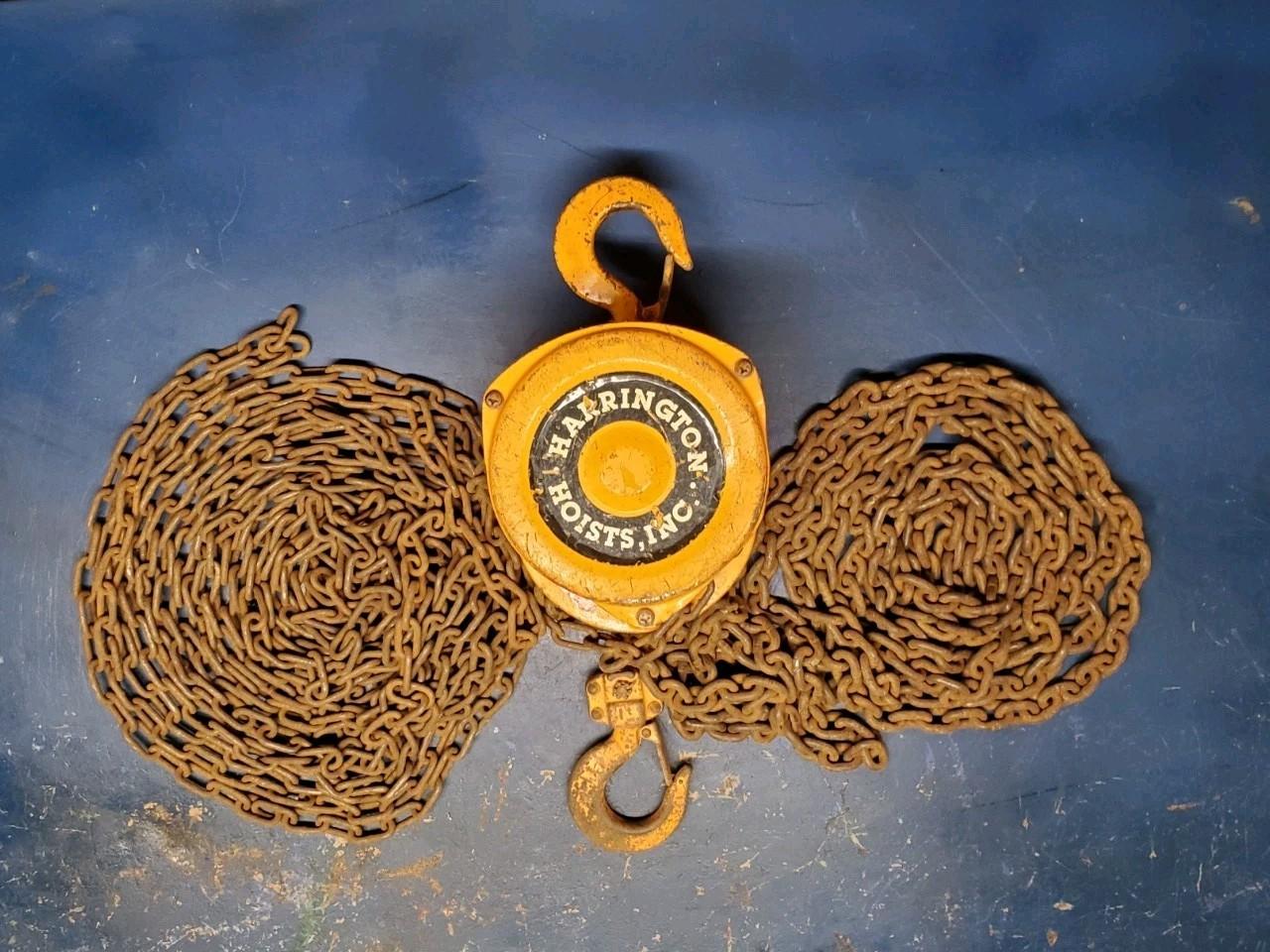 Harrington 1 Ton Chain Hoist 20' Lift & 20' Pull Chain CF010-20 S/N F116663