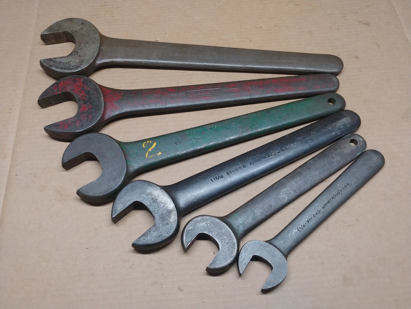 Set of 6 PCS Open End Williams Armstrong Engineer Wrenches 1-1/4 to 2-3/8 in USA