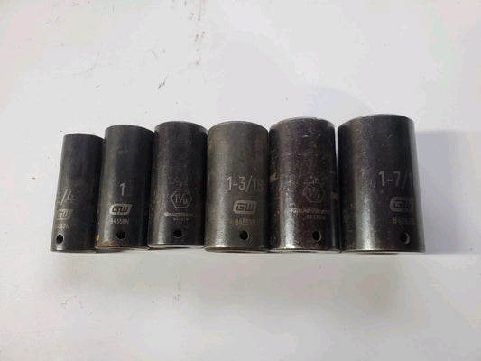 6-PCS GearWrench 3/4 to 1-7/16 Deep Impact Socket Set 1/2 Drive