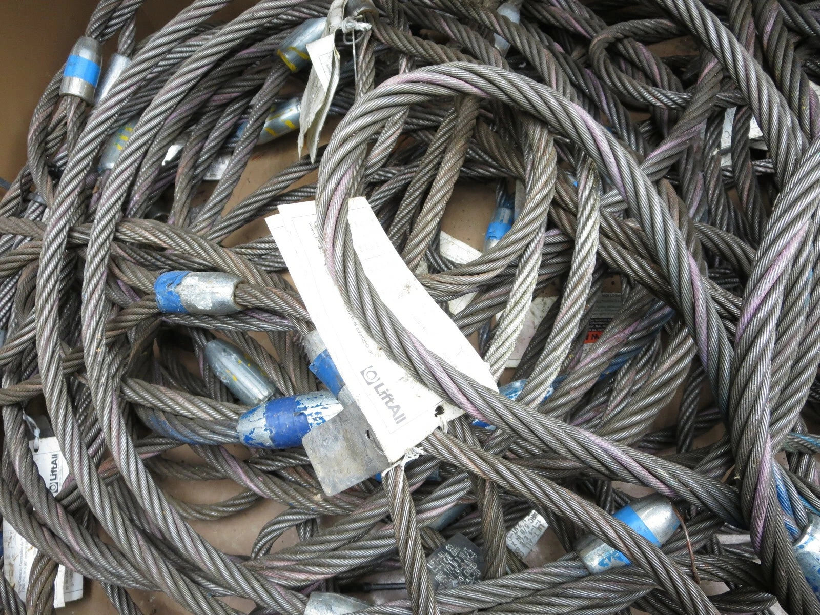 Wire Rope Slings 1/2 &amp; 5/8" Large LOT of 43 Lift-All Chokers Domestic USA Made