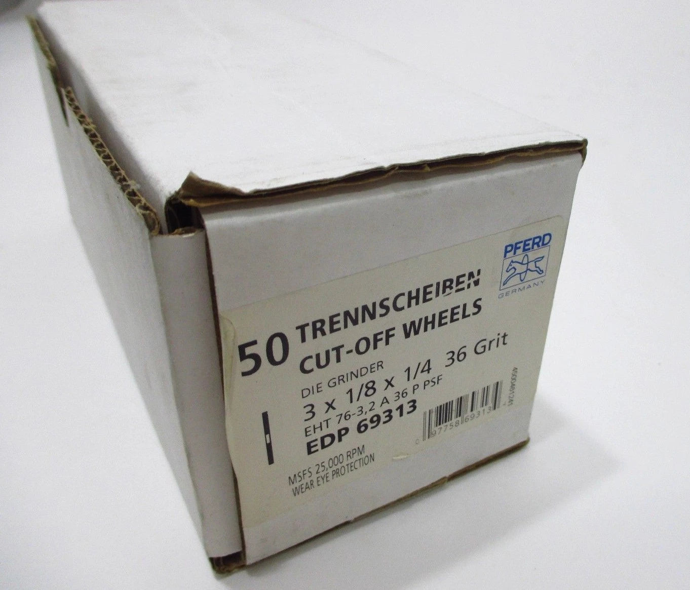 Box of 50 PFERD Germany 69313 Cut-Off Wheels 3 x 1/8 x 1/4 Type 1 Steel 36 Grit