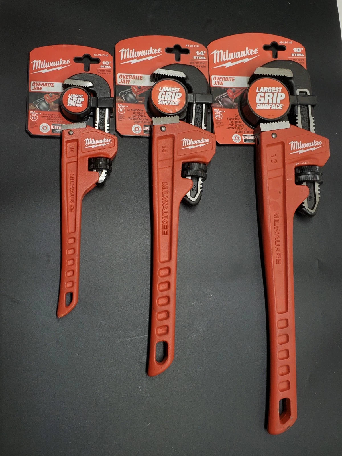 Milwaukee 3 Piece Pipe Wrench Set 10 in, 14 in, 18 in.