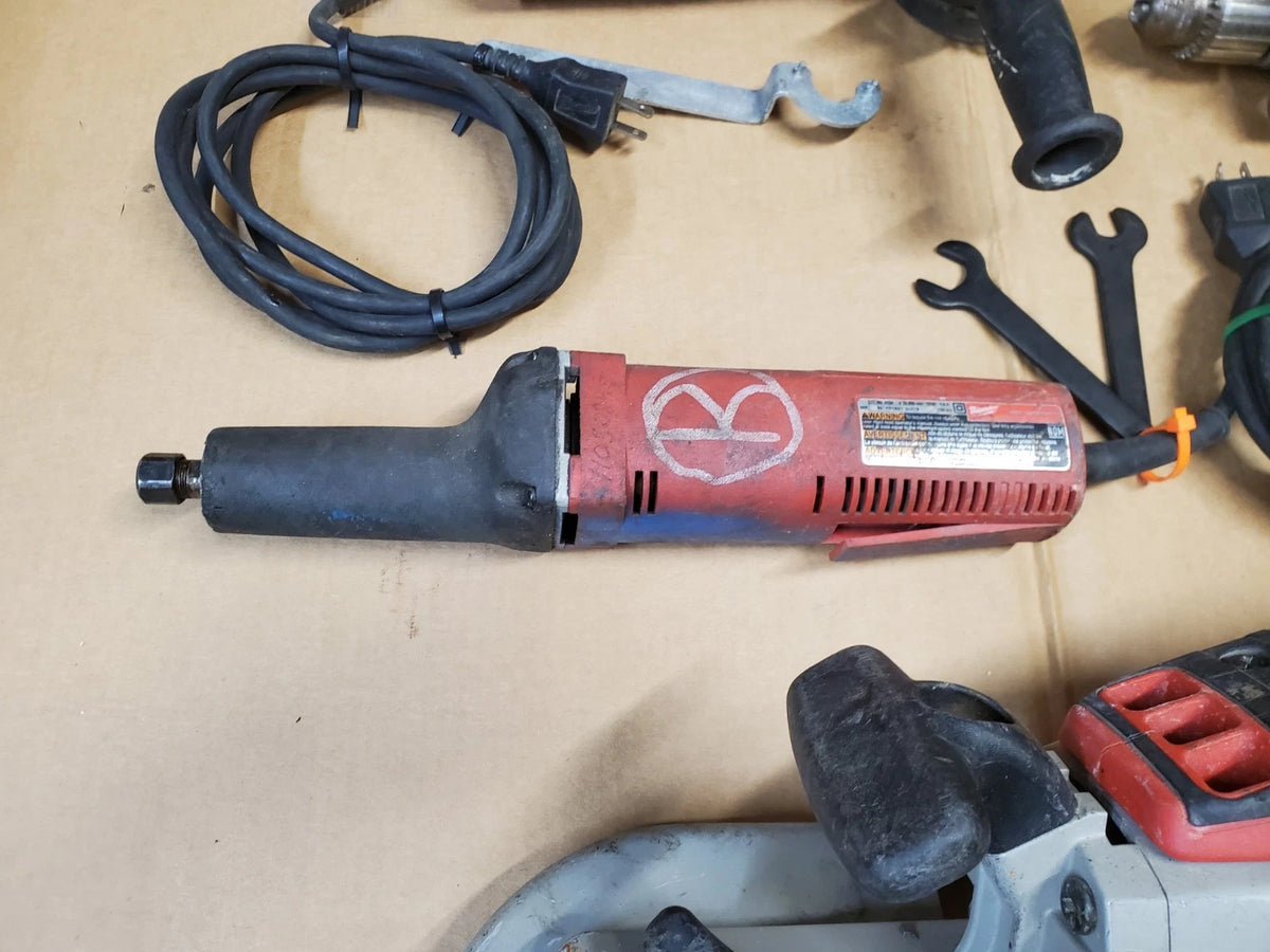 4 PC Milwaukee Shop Tool Set, Bandsaw, Die Grinder, Angle Grinder, Hammer Drill