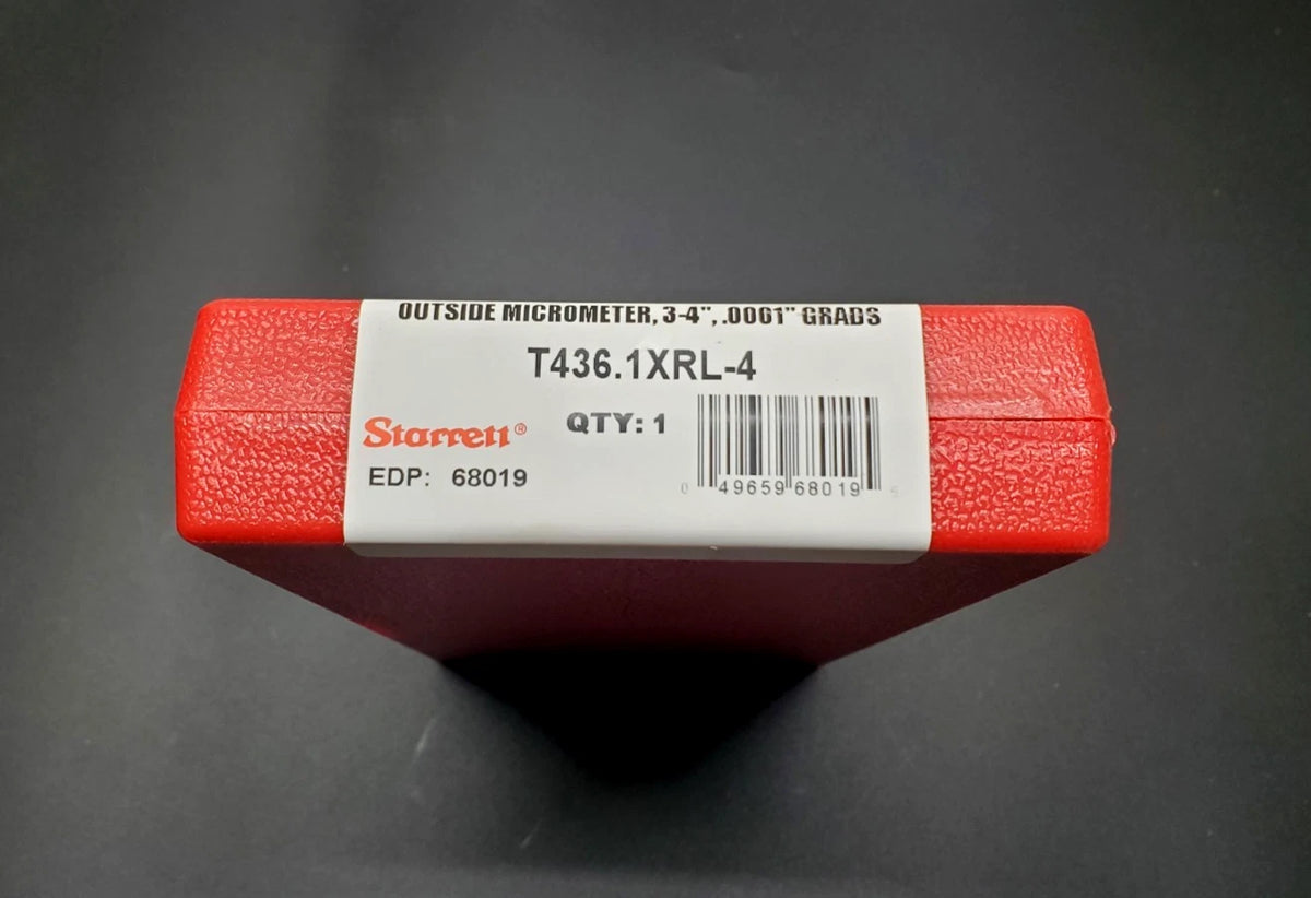 Starrett Outside Micrometer 3 in - 4 in Range .0001 Grads T436.1XRL-4 New USA