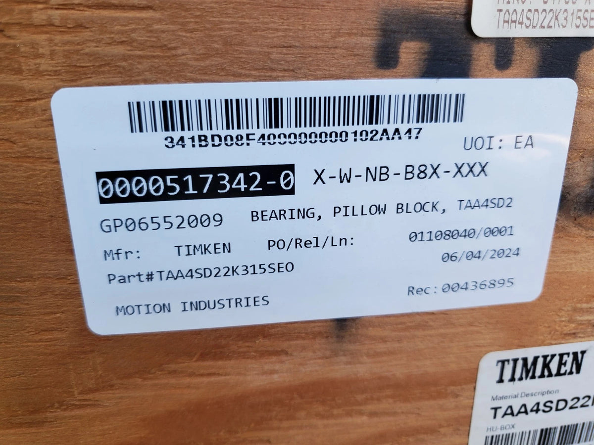 Timken TAA4SD22K315SE<wbr/>O Double Nut Pillow Block Roller Bearing 3-15/16 in.