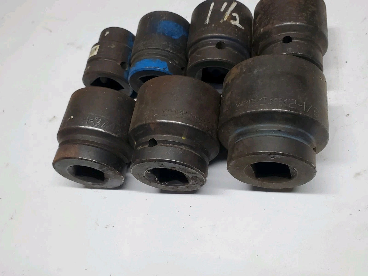 7-PC WRIGHT TOOL Impact Socket Set 1 in. Drive 1 in. To 2-1/8 in. USA