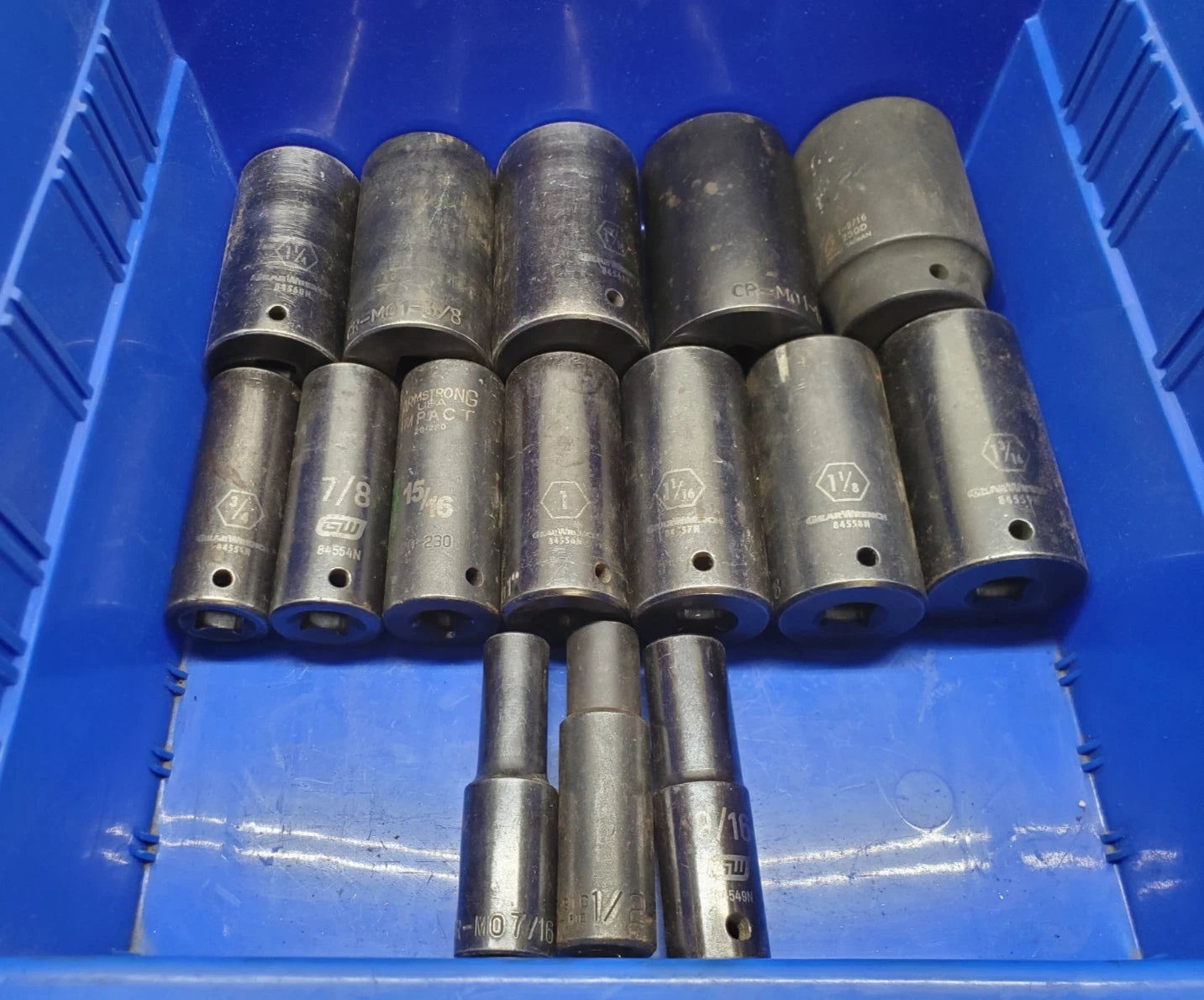 15-PCS GearWrench + More 7/16" to 1-9/16" Deep Impact Socket Set, 1/2" Drive.