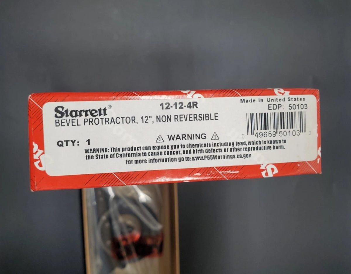 Starrett 12 in. Protractor 12-12-4R 0-180 Deg p/n 50103 Made in USA