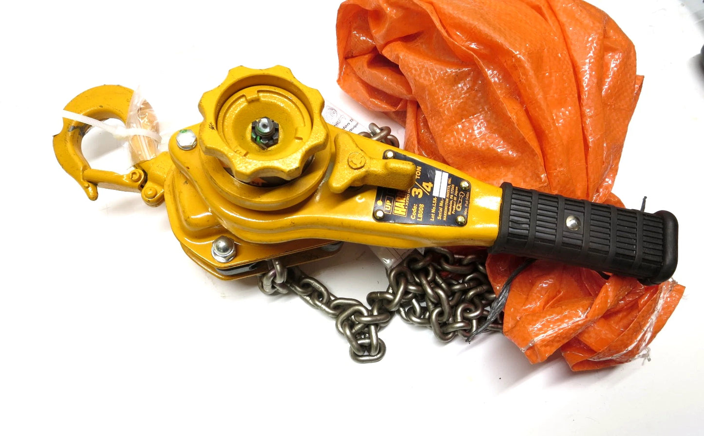 1 EA. Harrington 3/4 Lever Hoist 10 Ft Lift W/ Load Cert. LB008-10 Excellent