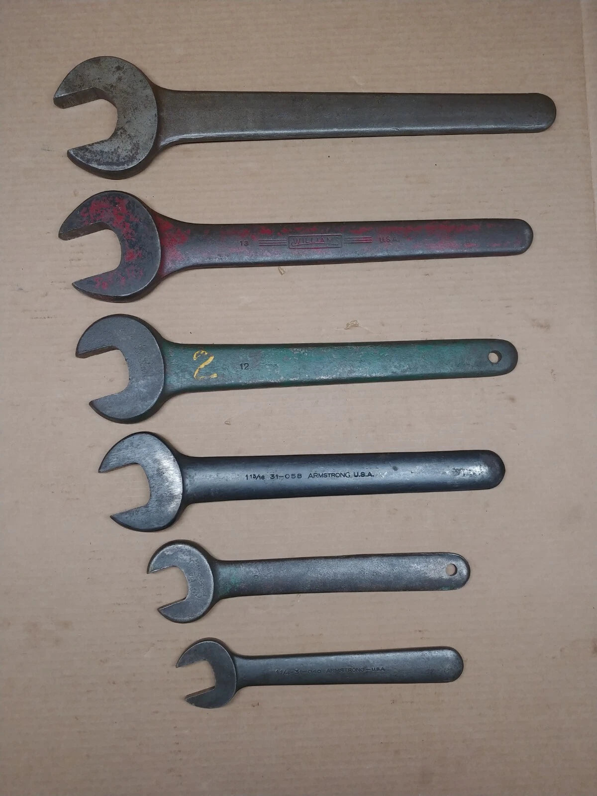 Set of 6 PCS Open End Williams Armstrong Engineer Wrenches 1-1/4 to 2-3/8 in USA