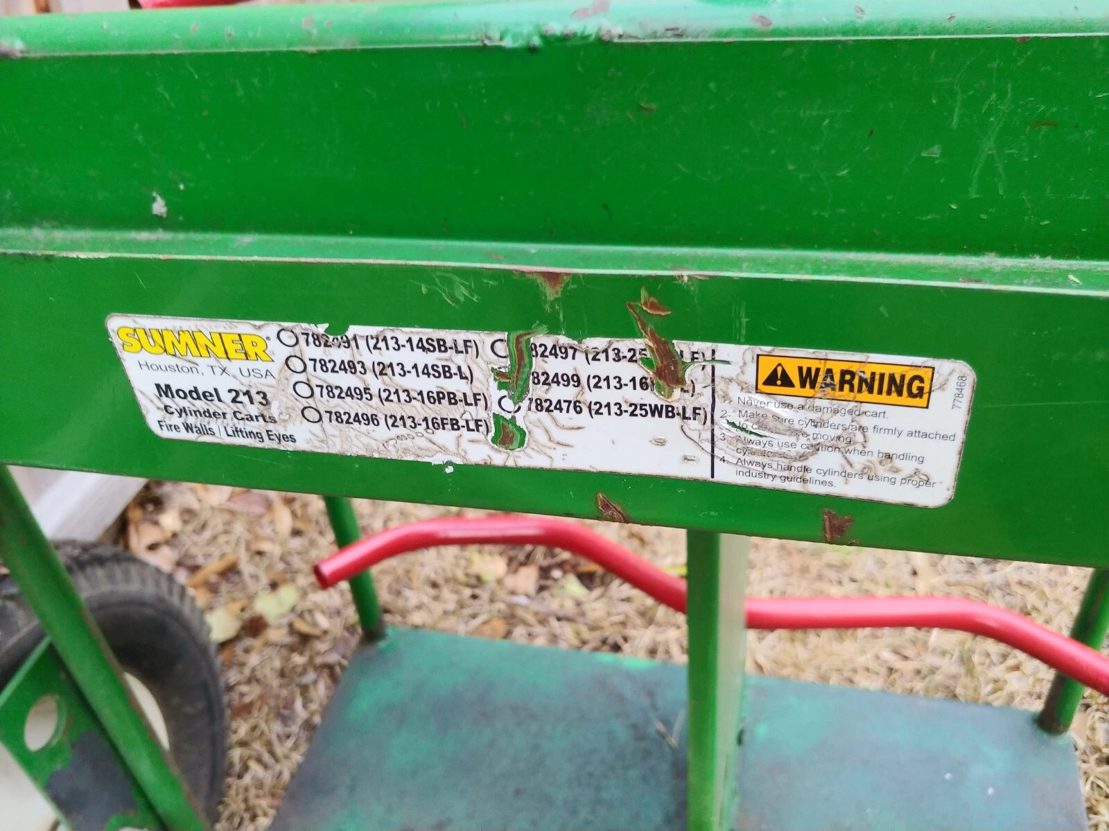 Sumner 782495 Double Cylinder Cart 213-16PB-LF w/ Firewall &amp; Lifting Eye USA