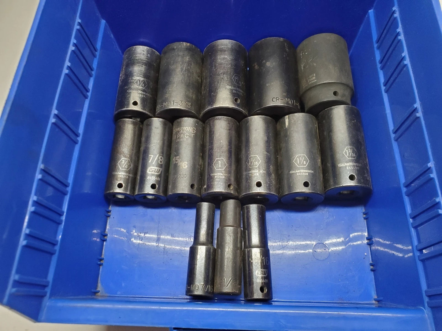15-PCS GearWrench + More 7/16" to 1-9/16" Deep Impact Socket Set, 1/2" Drive.