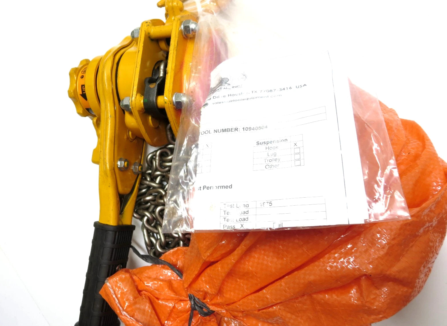1 EA. Harrington 3/4 Lever Hoist 10 Ft Lift W/ Load Cert. LB008-10 Excellent